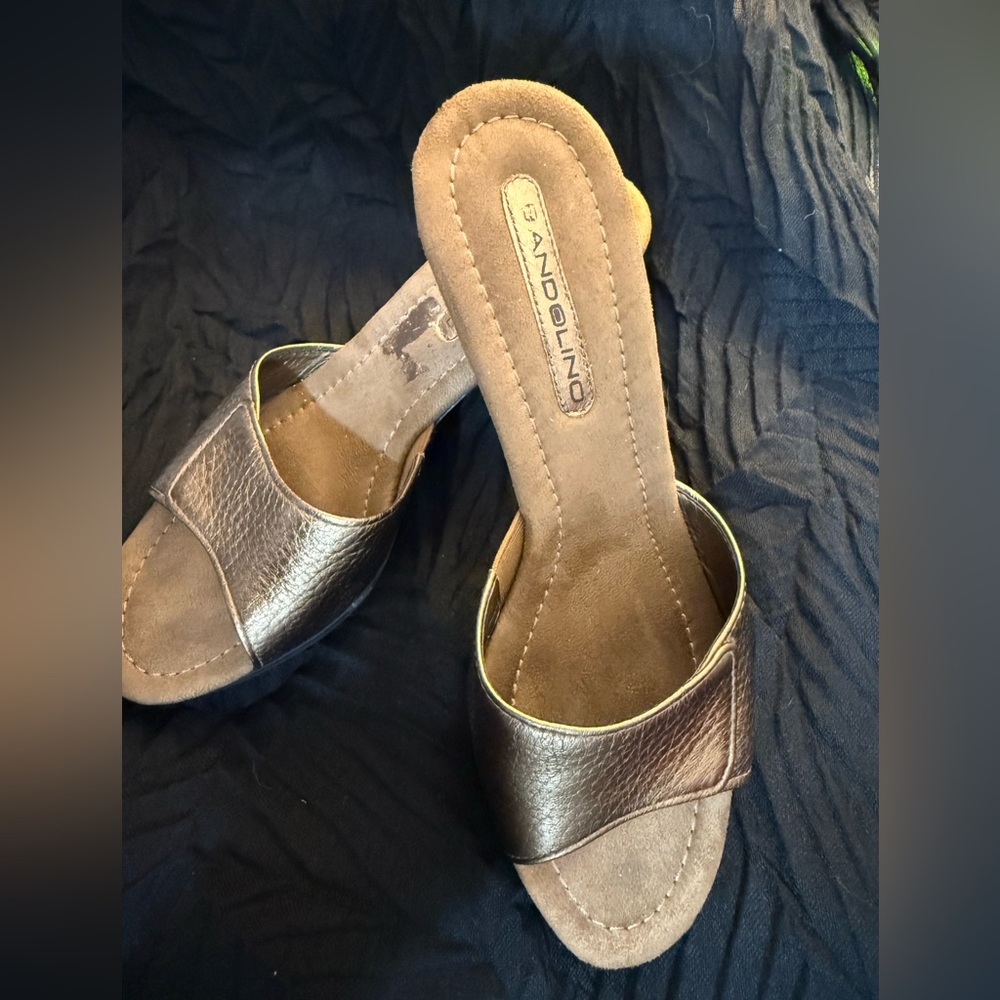 Bandolino Metallic Gold Slide Sandals
